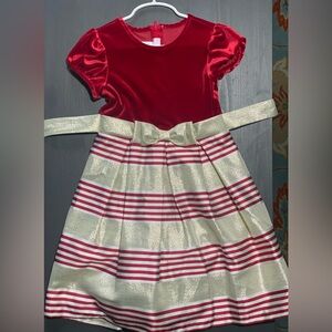 Girls red and gold holiday dress, excellent condition.